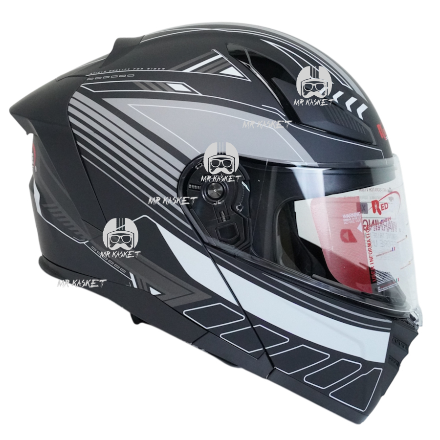 کلاه کاسکت فک متحرک بلوتوث دار رد لاین کد ۹۶۰ رنگ مشکی طوسی مات_6844685f6e3ff.jpeg